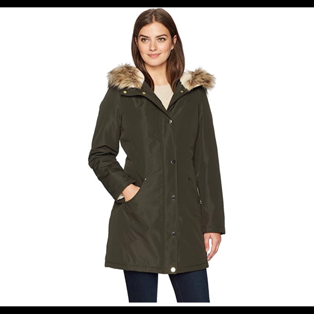 Lark & Ro Jacket with Faux Fur Hood
